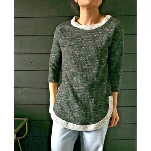 BAR by Melis kazan knit black shirt top tunic black white XS soft tee loungewear